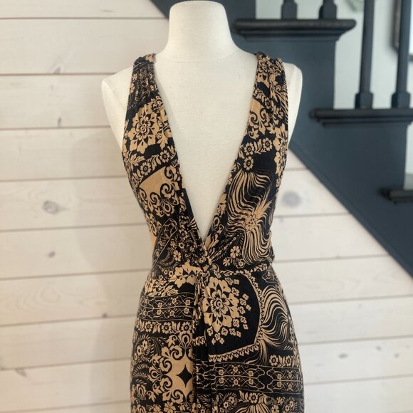 033 By Anthropologie Twist Back Bohemian Brushed Jersey Maxi Dress Size Small - Picture 5 of 12